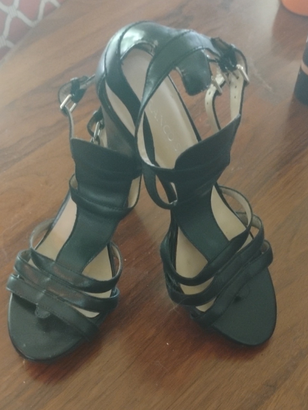Franco Sarto Black Platform Strappy High Heel Sandals